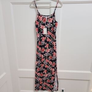 NEW Emily Stacy Women Black Flower Casual Spaghettis Strap Dress XL. MSRP $50